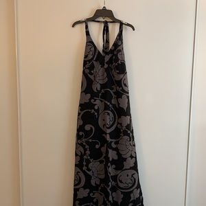 Old Navy Black & Grey Lined Halter Maxi Dress-M